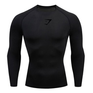 GYMSHARK Compression Long sleeves Shirt Men's Outdoor Sports Sun Protection Base Layer Skin Quick-dr