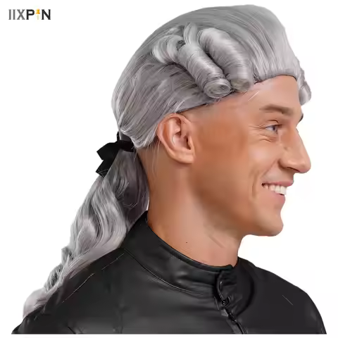 Lawyer Judge Wig Cosplay Royal Grand Blonde Colonial Judge George Washington Men Costume Adjustable 