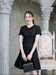 เดรสทำงาน ผ้าพิมพ์ลายไทย ป้ายPhawi มือ 1 สีดำ