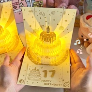 3D Birthday Card with Light and Music With Envelope DIY number Happy Birthday Card Surprise