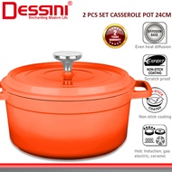 DESSINI ITALY iNM-24 Die Cast Aluminium Non Stick Casserole Pot Bowl Deep Fry Pan Cookware Tool PERI