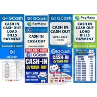 GCash Cash-in Cash-out Rates Signage (Laminated Signage and Waterproof Vinyl Sticker A4 Size)