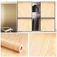 Self Adhesive Wallpaper (45cm x 2 Meter) Wooden Strap Wood Grain Wall Paper Sticker 3D for Wall Table Door Backdrop