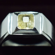 男士藍寶石戒指 真正黃色藍寶石 頂級品質 錫蘭藍寶石