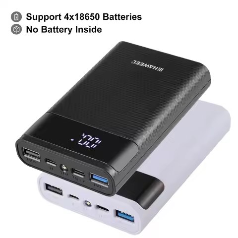 HAWEEL DIY 4 x 18650 Battery (Not Included) 12000mAh Dual-way QC Charger Power Bank Shell Box with 2