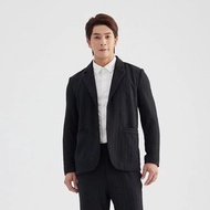 立體條紋男士西裝外套 (THot 發熱保暖)-黑