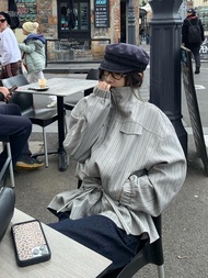 CHOUXIE | Spring Trendy Korean Style -esque Striped Collar Jacket Women