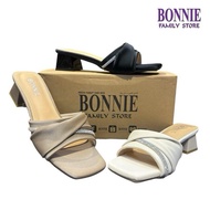 BONNIE 6013-27 HEELS TUMIT 1 INCI WANITA - BLACK/BIEGE/GREY