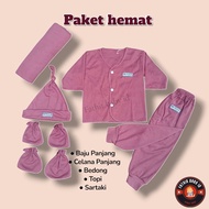 Newborn Bundle Package Savings Set of Long Clothes, Swaddle, Headband, Sartaki Newborn Baby Girl