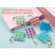 9 keys Keyboard Fidget Toy Transparent Round Keycap Keychain Keyboard Clicker Fidget Toy Stress Reli
