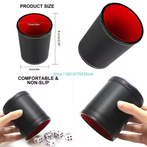 K0EF Table Board Game Dices Cup PU Leather Stable Comfortable Hand Feeling
