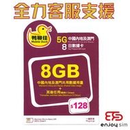 鴨聊佳【中國內地、澳門】【8GB / 8日】5G/4G無限上網卡數據卡SIM咭 S34(35504)