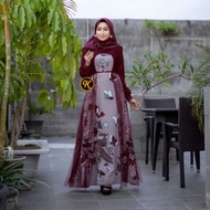 BAJU GAMIS BATIK SERAGAM WANITA BAJU GAMIS PESTA KOMBINASI MODERN