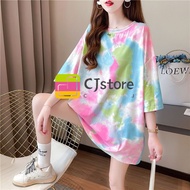 [40-90kg] Salt Tie-Dye Short-Sleeved T-Shirt Top Female 2023 New Style Summer Student Loose Half-Sle