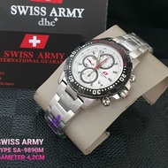 jam tangan pria swiss army 9890 stainless steel fulset box original