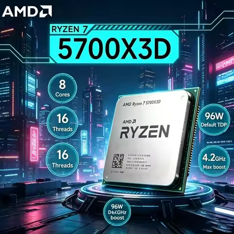 AMD Ryzen 7 5700X3D R7 5700X3D 8 Core 16 Thread 96MB 3D V Cache 3GHz Base 4.1GHz Boost AM4 Desktop G