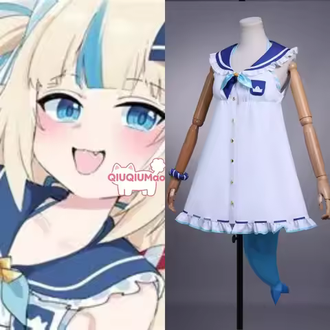 Popular Vtuber Idol Sameko Saba Cosplay Costume Anime Saba Role Playing Dress Outfit with Tail Ear f