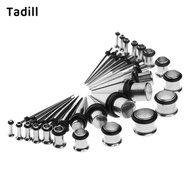 [Koolsoo] 36 Pieces Stainless Steel Punk Ear Stretching Kit Plugs and Tapers Set 14G - 00G