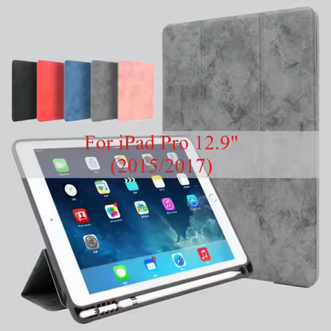 Case For iPad Pro 12.9"2015/2017 Pencil Holder Cover,Smart Stand Auto Sleep Case iPad 12.9 1st/2nd A