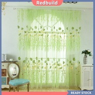 redbuild|  Fine Workmanship Window Treatment Wear Resistant Polyester Flower Pattern Rod Pocket Sheer Curtain Panel for Home