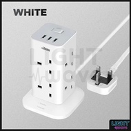 [SIRIM] RETOUCH OCTO TOWER SOCKET 13A 3250W 8AC SOCKET 3 USB PORT 2M SURGE PROTECTOR OCTO TOWER SOCK