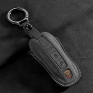 Suede Car Key Case Cover Shell for Porsche 958 Macan 911 Panamera 996 991 Boxster 987 997 2019 2020 