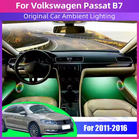 For Volkswagen Passat B7 Dream Colors Streamer Car Ambient Light RGB Interior Rainbow Acrylic Strip 