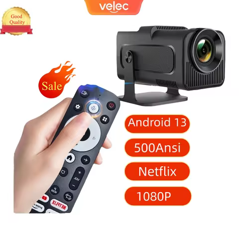 Velec 1080P 500ANSI Android 13 Netflix Certification Projector HY320 NTV Dual WiFi BT5.2 Amlogic S95