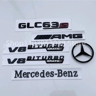 3D ABS Black For Mercedes Benz GLC63S AMG X253 Car Logo GLC63 Emblem AMG Rear Letters Fender Side Ba
