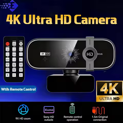 4K Webcam For PC Auto-Zoom,with Remote Control,Privacy Cover Webcam With Microphone Plug & Play For 