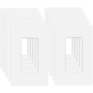 10 Pack 1-Gang Screwless Wall Plate, Decora Outlet Cover Plates, 4.57” H x 2.76” L, for Light Switch
