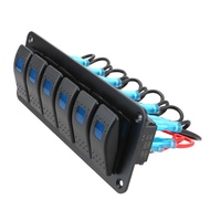 Suis Lampu Berkembar untuk Karavan Bot Marin RV ON-OFF Panel Suis Goyang 12/24V 6 Geng LED Panel Sui