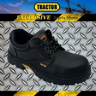 Tractor Men's Exclusive Black Leather Low-cut Lace-up Steel Toe Cap Mid Steel Sole Safety Shoes 741