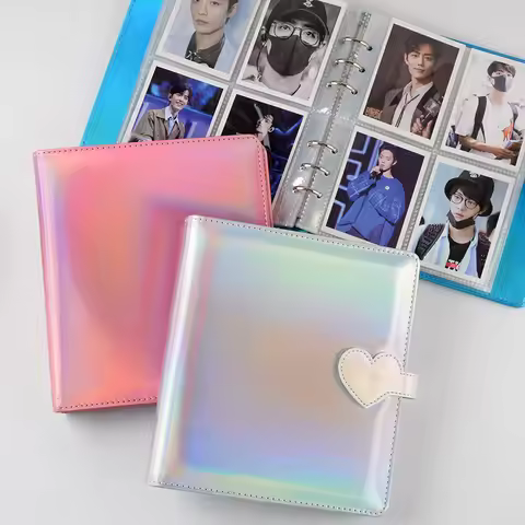 Shining PVC Photo Album 25 Inner Pages Photocards Binder Holds 200 Pcs 2.5x3.5 Inch Mini K-pop Star