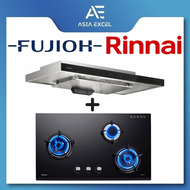 FUJIOH FR-MS2390R 90CM SLIMLINE HOOD WITH TOUCH CONTROL + RINNAI RB-93UG 3 BURNER HYPER FLAME GLASS 