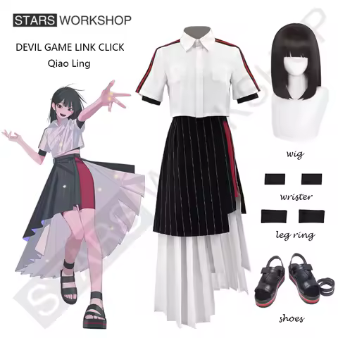 Anime DEVIL GAME LINK CLICK Qiao Ling Cosplay Costumes Women Shirt Skirt Uniform Outfits Halloween C