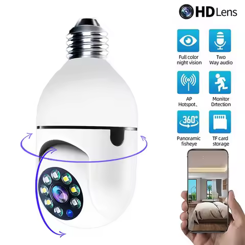 Lamp Bulb Camera 360° Swivelling Ip Camera 1080p Outdoor Waterproof Night Zoom