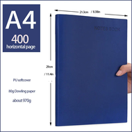 【Dark blue shop】 A4 Super Thick 400 Pages Business Notebook Creative Waterproof Leather Office stude