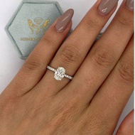 1pc Women's Quality Solitaire Ring, 2.8g S925 Sterling Silver 2ct Oval Moissanite 4-Prong Setting, C