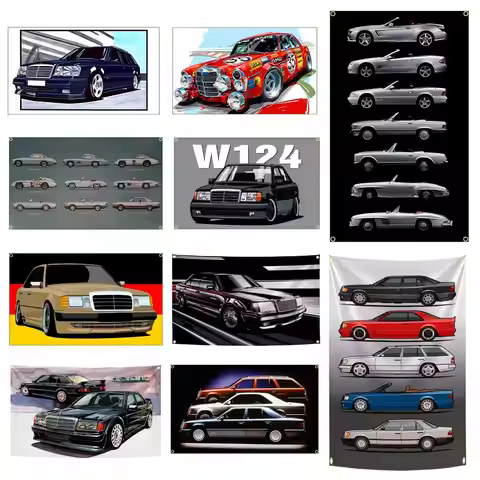 60x90cm/90x150cm BZ Car W124 Car Flag German Cars Banner Tapestry Banner Garage Or Outdoor Decoratio