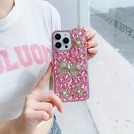 Handmade  Phone Case For HUAWEI Y6 Y7 Y9 2019 Y7A Y9S Nova 3i 4E 5T 7I Y61 Y70 Honor X8B 8X 70 90 X7 X8 X8A X9A P30 Pro Gliter Rhinestone Phone Casing Cover,Pink