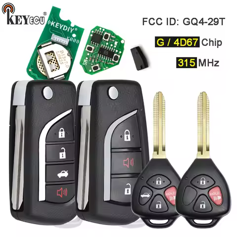 KEYECU 314MHz 4D67/ G Chip FCC ID: GQ4-29T Upgraded Flip Remote Control Key Fob for Toyota Corolla A