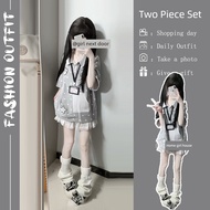 baju perempuan style ootd set skirt Korea Satu set lengkap pakaian ootd untuk mengurangkan usia pals