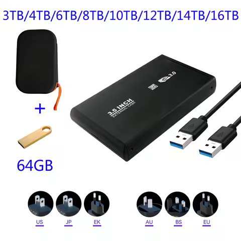 HDD 3.5'' External Hard Disk 3TB/4TB/6TB/8TB/10TB/12TB/14TB USB3.0 Hard Drive External Storage Deciv