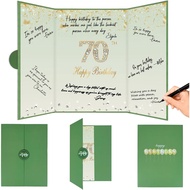 Crenics Green and Gold 70th Birthday Decorations, Happy 70th Birthday Guest Signature Book Alternati