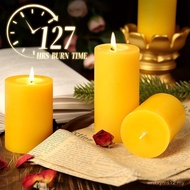 3pcs Beeswax Candles, Extra-Long Burning Emergency Candles, Continuous Burn Time of Over 127 Hours, 