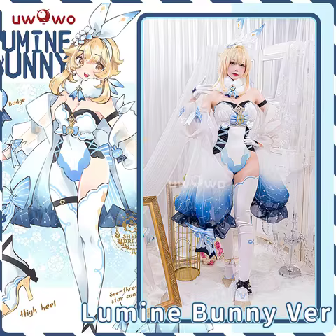 LAST BATCH UWOWO Genshin Impact Traveler Lumine Cosplay Costume Douji Bunny Suit Canon Aether&Lumine