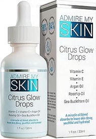 Admire My Skin Vitamin C Gua Sha Oil for Face - Organic Facial Oil for Glowing Skin with + Argan & R