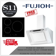 FUJIOH SC-2090 R/V  900MM INCLINED DESIGN COOKER HOOD  +  FUJIOH FH-ID5130 INDUCTION HOB BUNDLE DEAL
