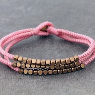 珠子手鐲花束嬰兒粉紅色立方體黃銅3編織手鍊